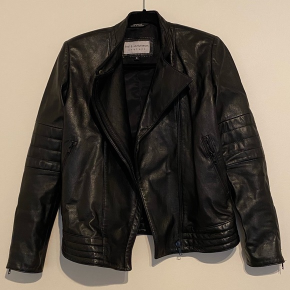 Bod & Christensen Leather Moto Jacket - size 6 - Picture 2 of 6